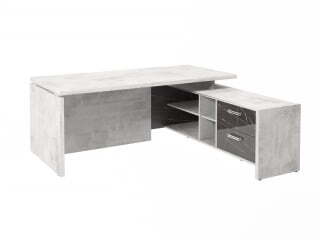 Стол руководителя с опорной тумбой Festus FI-119R.GG 1900x1800x750 (Хромикс Белый/Камень Пьетра Гриджиа черный)