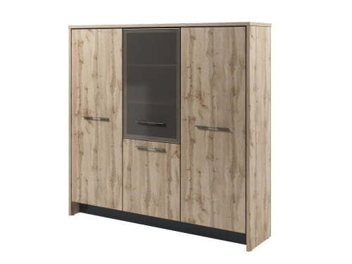 Шкаф трехсекционный Гардероб/шкаф с 5 полками л/пр Torston T-33-04 2200x520x2120 (Дуб Вотан/Антрацит)