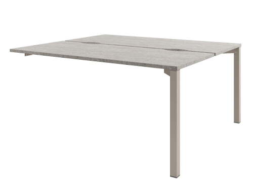 Стол-тандем на металлокаркасе, конечная секция Solution D-423 1600x1432x750 (Бетон/КашемирБежевый)