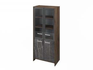 Шкаф для документов Festus FI-671.G 800x460x1861 (Орех Пацифик Табак/Камень Пьетра Гриджиа черный)