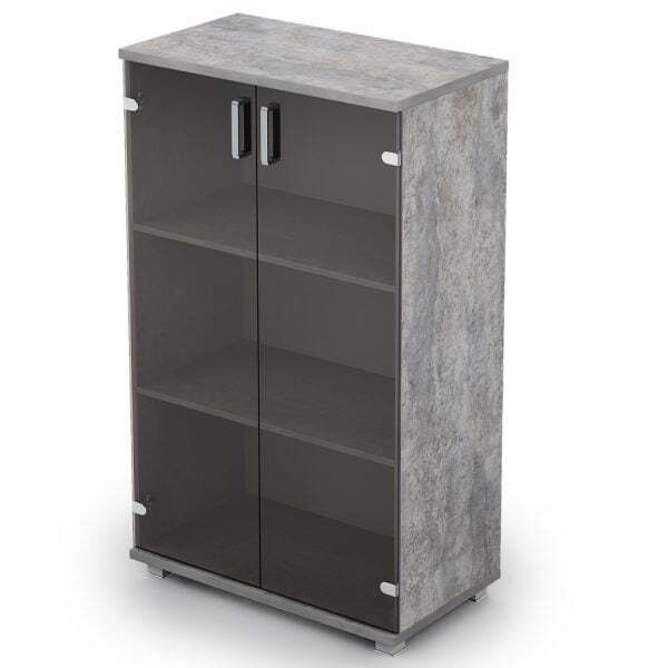 6Ш.017.3 Шкаф для документов средний со стеклом (800x450x1348) (Basalt)
