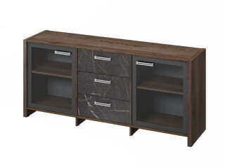 Тумба для документов Festus FI-13-02.G 1804x460x806 (Орех Пацифик Табак/Камень Пьетра Гриджиа черный)