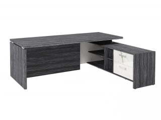 Стол руководителя с опорной тумбой Festus FI-121R.GG 2100x1800x750 (Древесина Графит/Мрамор Леванто белый)