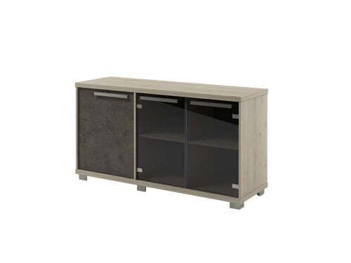 Шкаф низкий трехсекционный левый Vestar Z-13-11л 1556x500x832 (Дуб Галифакс белый/Бетон Чикаго)