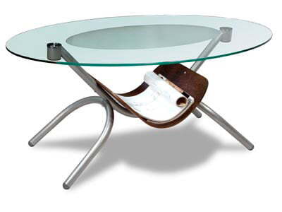 Стол журнальный Дуэт-2 Д-2 1100x700x500 (Металлик/прозрачное стекло)