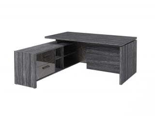 Стол руководителя с опорной тумбой Festus FB-117L.GG 1700x1800x750 (Древесина Графит/Камень Пьетра Гриджиа черный)