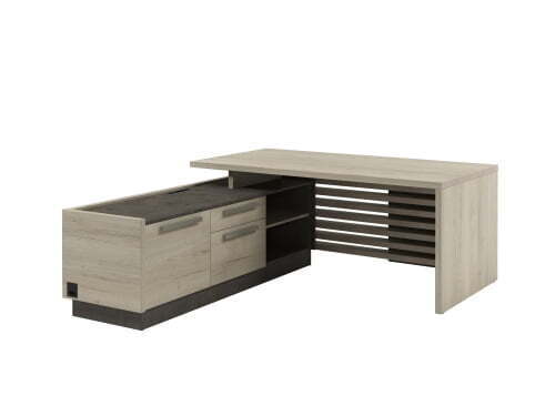 Стол с опорной тумбой, левый Vestar Z-218л.1000 1800x2030x750 (Дуб Галифакс белый/Бетон Чикаго)