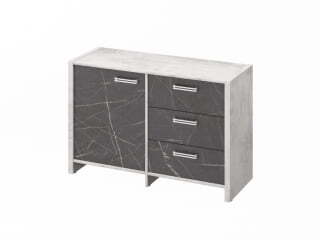 Тумба для документов Festus FI-12-01.G 1222x460x806 (Хромикс Белый/Камень Пьетра Гриджиа черный)