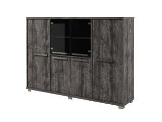 Шкаф четырёхсекционный с гардеробом Z-34-02 (Дуб Галифакс белый/Бетон Чикаго)