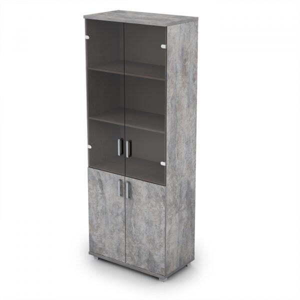 6Ш.005.3 Шкаф для документов высокий со стеклом (800x450x2116) (Basalt)