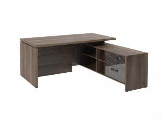 Стол руководителя с опорной тумбой Festus FB-117R.GG 1700x1800x750 (Орех Пацифик Табак/Камень Пьетра Гриджиа черный)