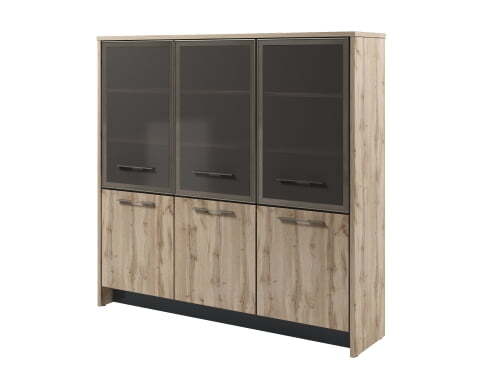 Шкаф для документов трехсекционный, правый Torston T-33-16пр 2200x520x2120 (Дуб Вотан/Антрацит)
