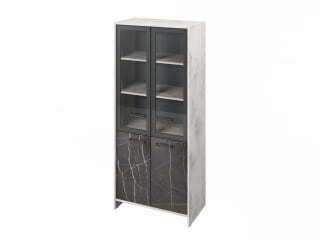 Шкаф для документов Festus FB-671.G 800x460x1861 (Хромикс Белый/Камень Пьетра Гриджиа черный)