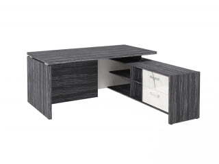 Стол руководителя с опорной тумбой Festus FI-117R.GG 1700x1800x750 (Древесина Графит/Мрамор Леванто белый)