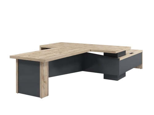 Стол руководителя с блоком розеток Torston Т-922Л.1000 2200x3700x750 (Дуб Вотан/Антрацит)