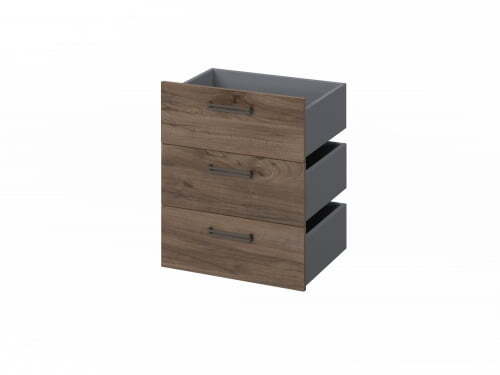 Комплект из 3 ящиков, фасады ЛДСП FB-124.D 560x418x670 (Орех Пацифик Табак)