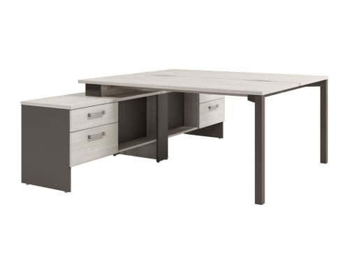 Стол-тандем на металлокаркасе с тумбой Solution D-424 1750x2380x750 (Акация Морава/ТрюфельКоричневый)