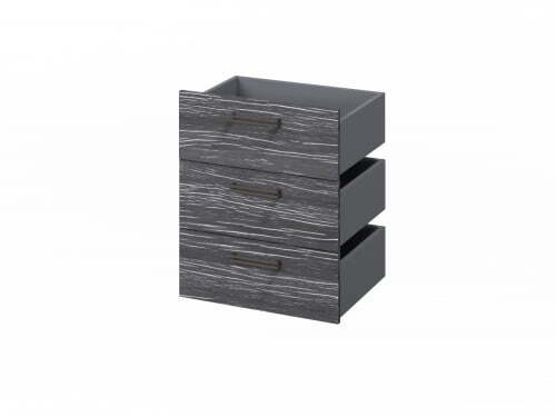 Комплект из 3 ящиков, фасады ЛДСП FB-124.D 560x418x670 (Древесина Графит)