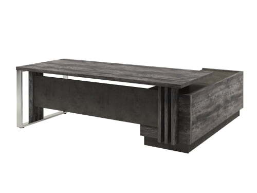 Стол с опорной тумбой и металлической опорой, левый (без розеток) Vestar Z-422л.0000 2200x2030x750 (Сосна Пасадена/Бетон Чикаго)