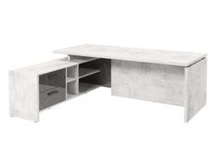 Стол руководителя с опорной тумбой Festus FB-121L.GG 2100x1800x750 (Хромикс Белый/Камень Пьетра Гриджиа черный)