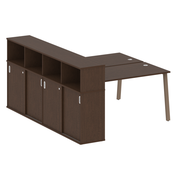 Рабочая станция с шкафом-купе на А-образном м/к Metal System Style БА.РС-СШК-4.3 Т 1810x2332x1098 (Венге Цаво/Мокко металл)