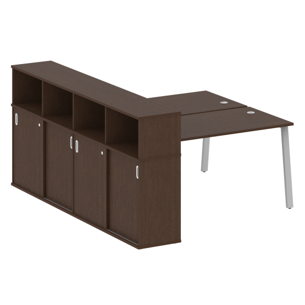 Рабочая станция с шкафом-купе на А-образном м/к Metal System Style БА.РС-СШК-4.3 Т 1810x2332x1098 (Венге Цаво/Серый металл)