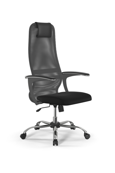 Кресло для руководителя Метта Sit 8 B1-8U - X1+UMF(X1) /Uh00/Wh00/U0mL-b(M09.B21.G20.W01) (Светло-серый | Черный)