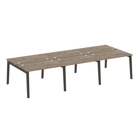 Рабочая станция на деревянных опорах Onix Wood OW.D.RS-6.2.7 3540x1475x750 (Тиквуд Темный/Дуб Темный)