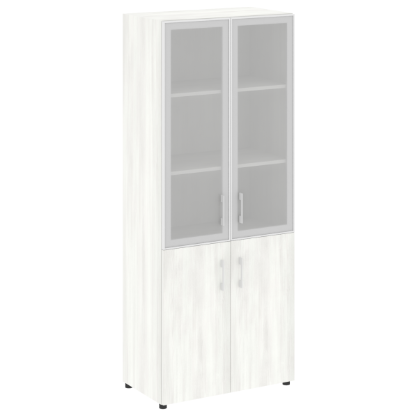 Шкаф комбинированный со стеклом в алюминиевой раме нужен топ LT.ST 1.2R 800x450x1990 (Снежная Патина)