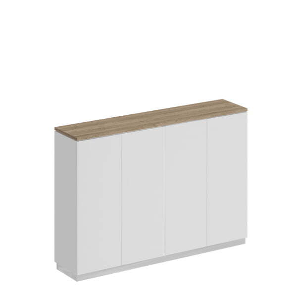 Шкаф для документов закрытый средний City СИ 320 1802x400x1246 (Дуб гладстоун светлый / Белый премиум / Белый премиум)