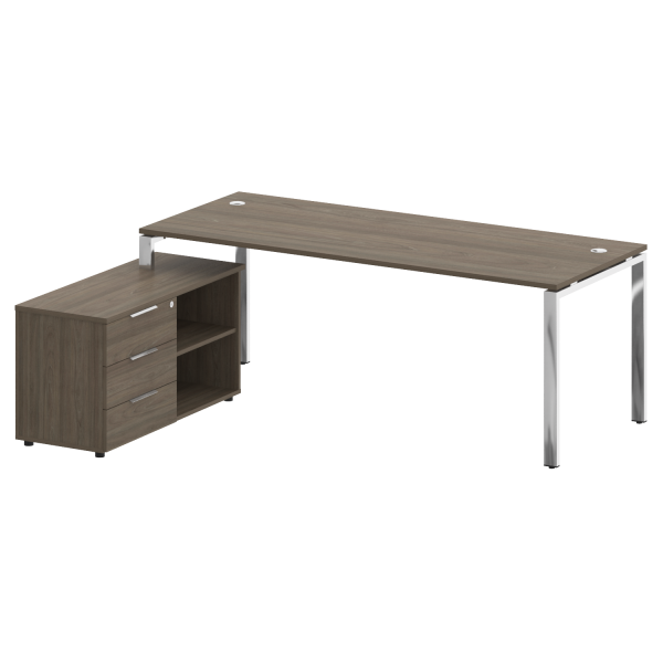 Стол для руководителя с тумбой левый БГ.СРТ-6.8 (L) 2100x1620x750 (Вяз Благородный/Нерж. Сталь)
