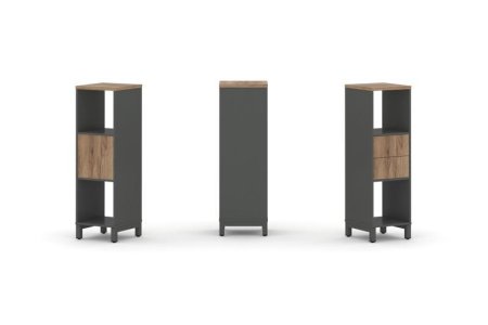 Набор стеллажа 1 сторонний, 3 яруса SN.NS-311 (387х400х1248) (Антрацит/Дуб Табак/Металл Антрацит)