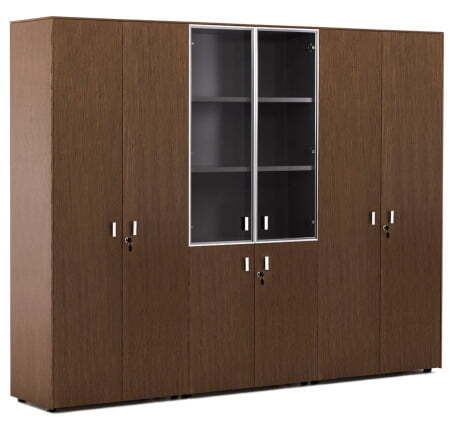 EXE Шкаф комбинированный+гардероб+для бумаг (Орех/Хром)
