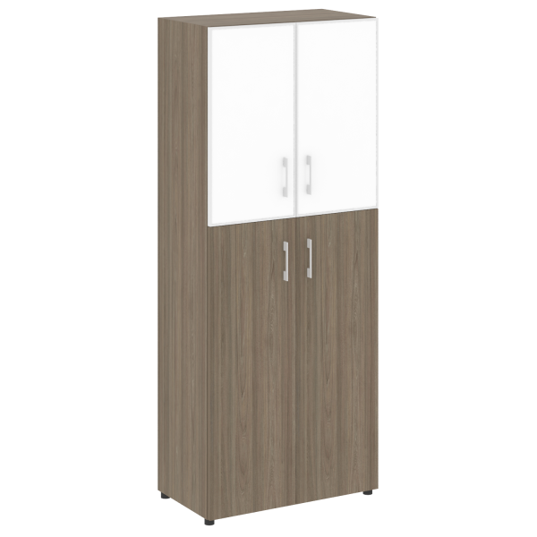 Шкаф для документов со стеклом белым LT.ST-1.7 R White (Вяз Благородный)