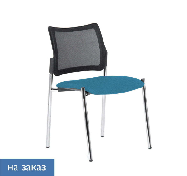 PINKO-MESH Кресло на 4-х опорах без подлокотников (Черный/Голубой)