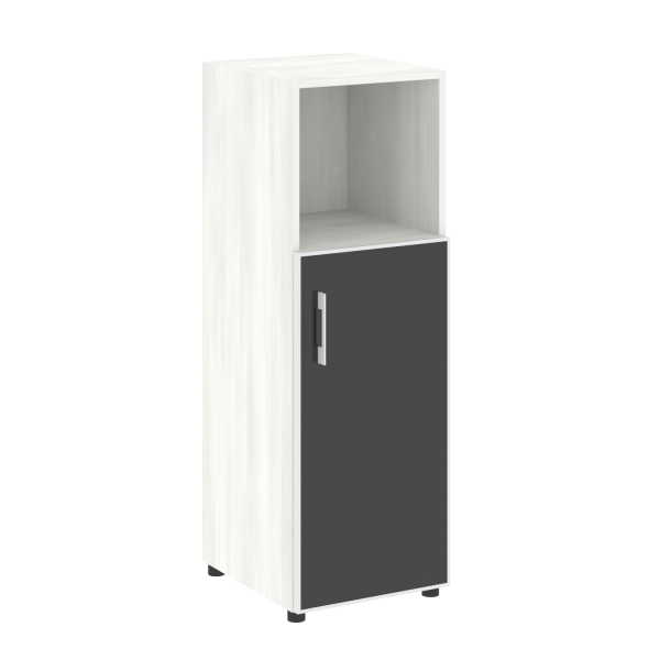 Шкаф для документов узкий со стеклом черным LT.SU-2.2 R (R) Black (Снежная Патина)