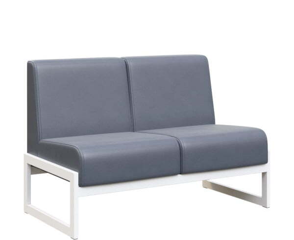 Диван двухместный MD.D2  (1255х700х700) (Oregon Серый арт.17/Белый металл)