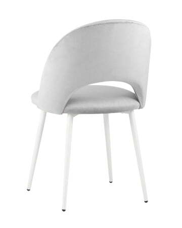 Стул Меган велюр светло-серый белые ножки (Стул Меган светло-серый)