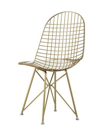 Стул обеденный Eiffel золотой с белой подушкой (Стул кухонный Eiffel золотой)