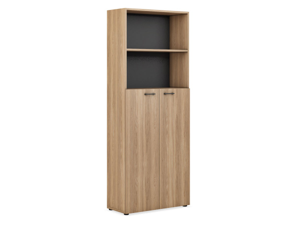 Шкаф для документов (низ средние фасады, верх открытый) EVOLUTION (800х364х2050) (Дуб Честерфилд)