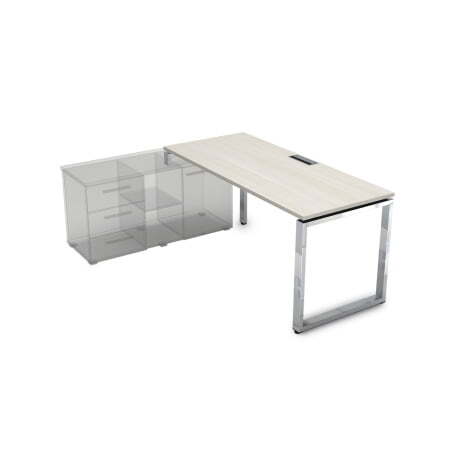Стол рабочий, прямолинейный, левый Gloss НСТЛ-О.984 1600x800x750 (IvoryХром)