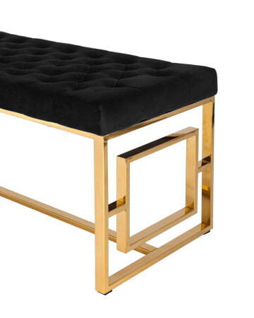 Банкетка-скамейка БРУКЛИН велюр черный сталь золото (Банкетка Бруклин черный)