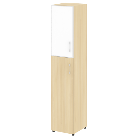 Шкаф для документов узкий со стеклом белым LT.SU-1.7 R (L) White (Акация Лорка)