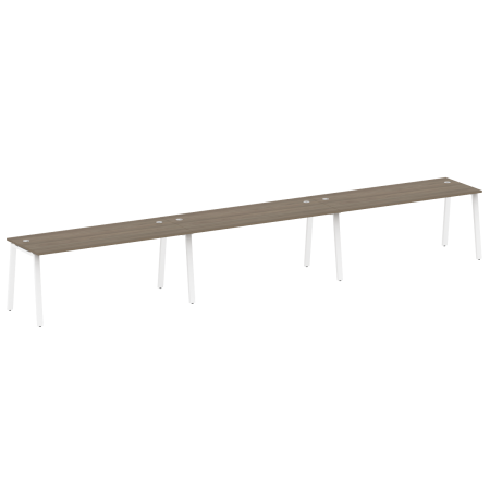 Рабочая станция на 3 рабочих места на А-образном м/к Metal System Style БА.СМ-3.5 5400x720x750 (Вяз/Белый металл)