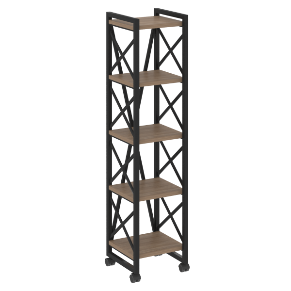Стеллаж на колесных опорах-5 полок VR.L-MST.K-5.4 400x400x1704 (Дуб Аризона/Черный металл)