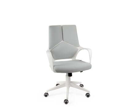 Кресло офисное / IQ / (white+grey) белый пластик / серая ткань (Серый)