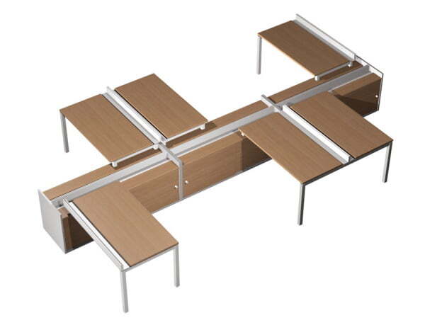 Рабочая станция (6х120) с ProSystem на 3-х опорных тумбах-купе с ProSystem Profiquadro КВ 0176 БВ 27 (Белый премиум / Вишня скандинавскаяСерый)