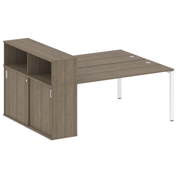 Рабочая станция с опорным шкафом-купе Metal System Style БП.РС-СШК-2.4 2010x1475x1098 (Вяз/Белый металл)