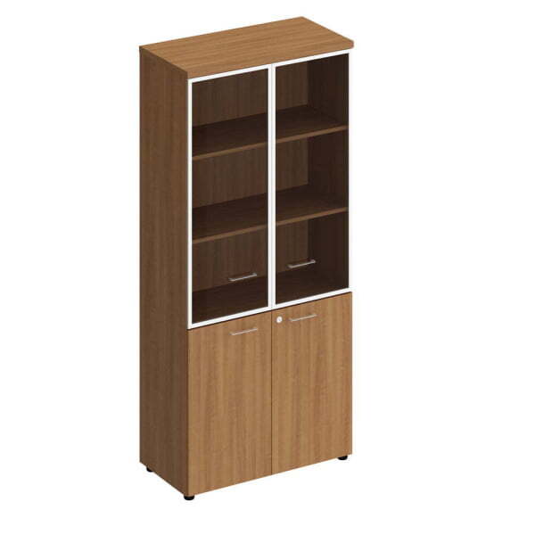 Шкаф для документов со стеклянными прозрачными дверьми в рамке Патриот ПТ 0783 900x460x1970 (Вишня скандинавская)