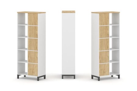 Набор стеллажа 2-х сторонний, 5 ярусов SN.NSD-521 (754х400х1982) (Белый/Тиквуд Светлый/Металл Антрацит)